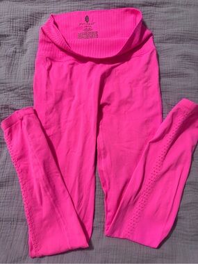 FP Movement by Free People Neon Pink Ribbed Waist Leggings